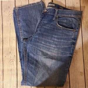 Mens Buckle Faded Denim Blue Jeans BKE Jake Straight Leg Size 36R